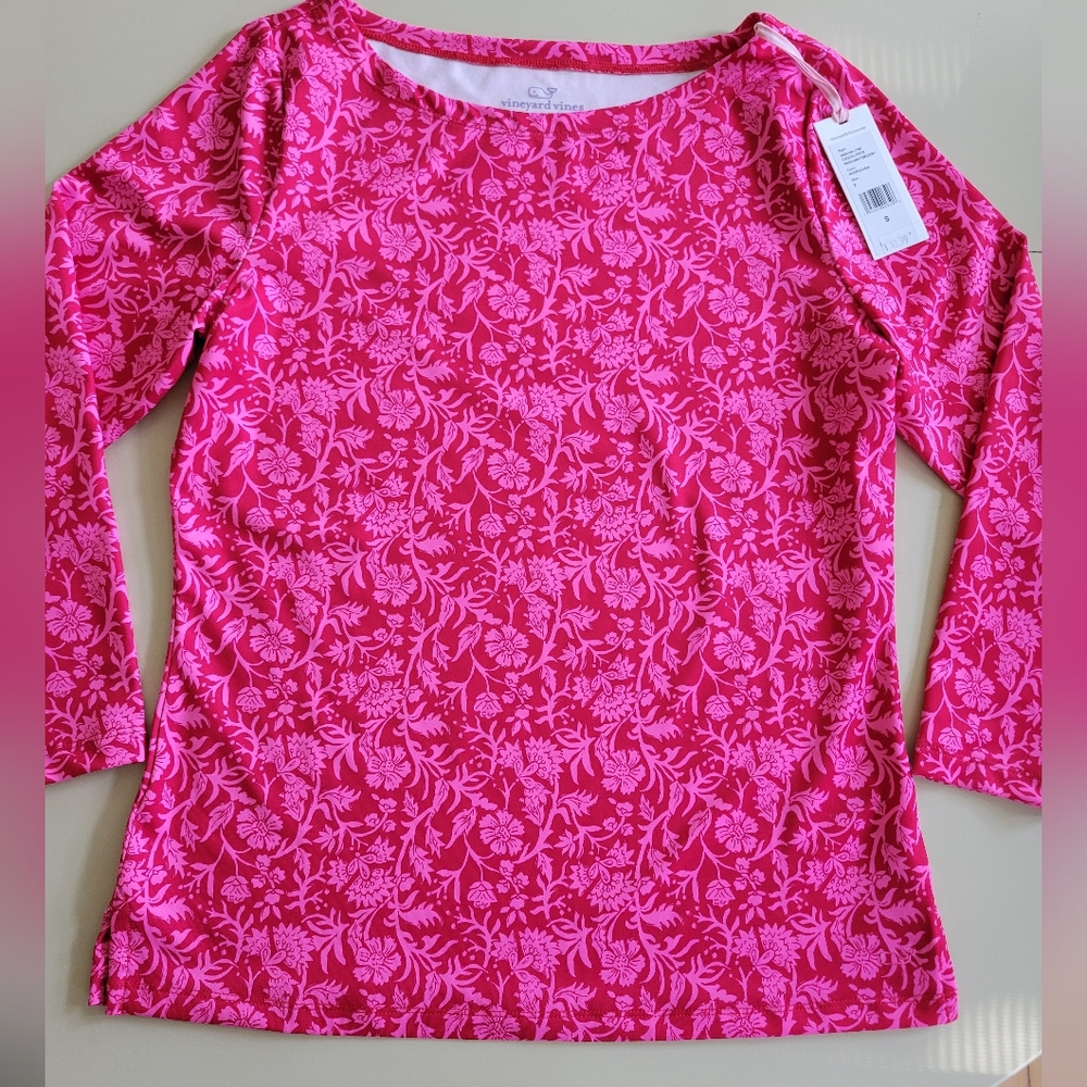 Vineyard Vines Sankaty Tee floral long sleeve shirt Boatneck